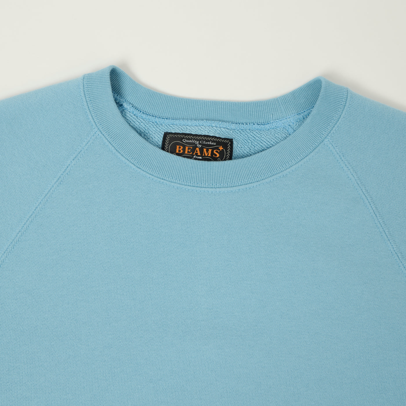 Beams Plus Cut Off Sleeve Raglan Sweatshirt - Sax