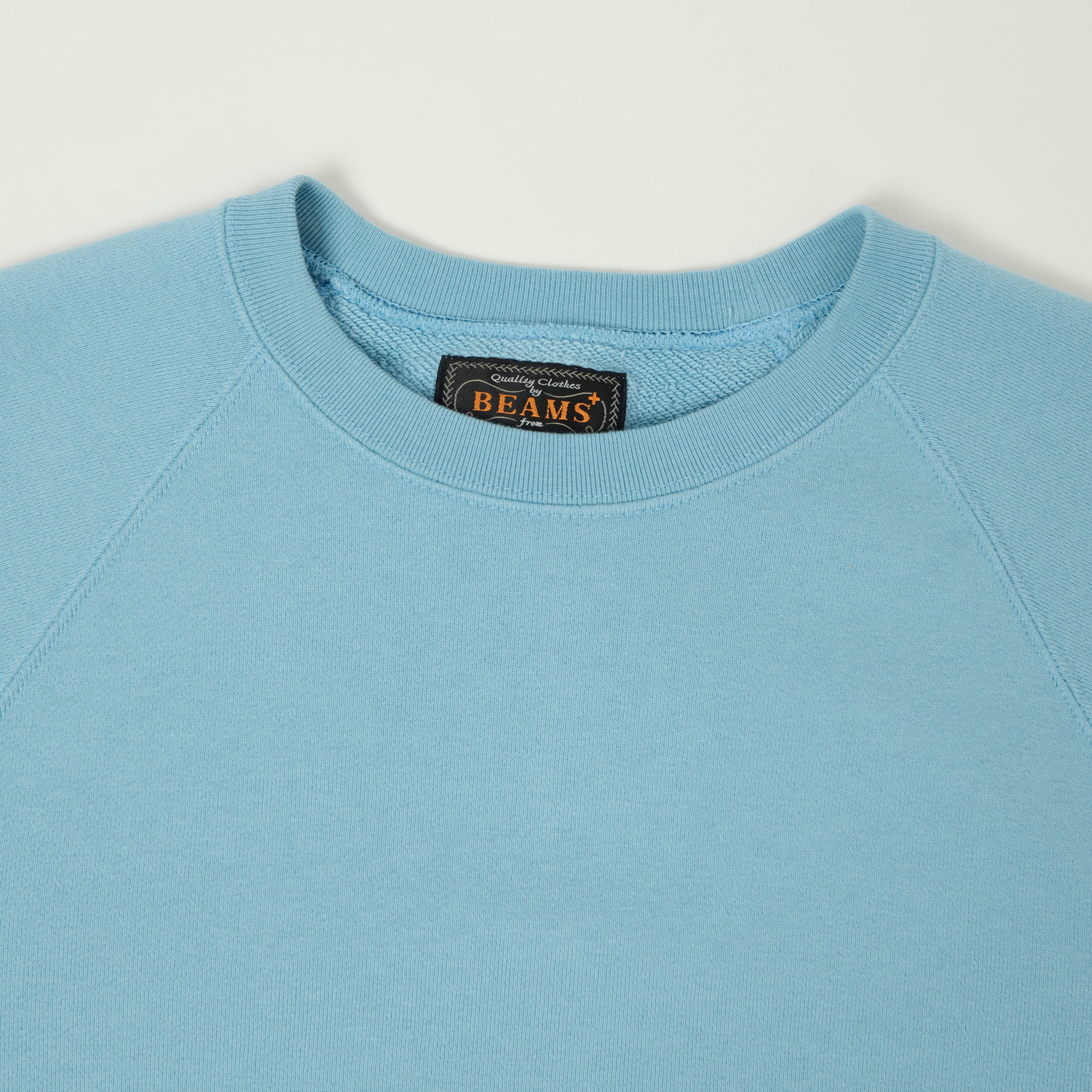 Beams Plus Cut Off Sleeve Raglan Sweatshirt - Sax