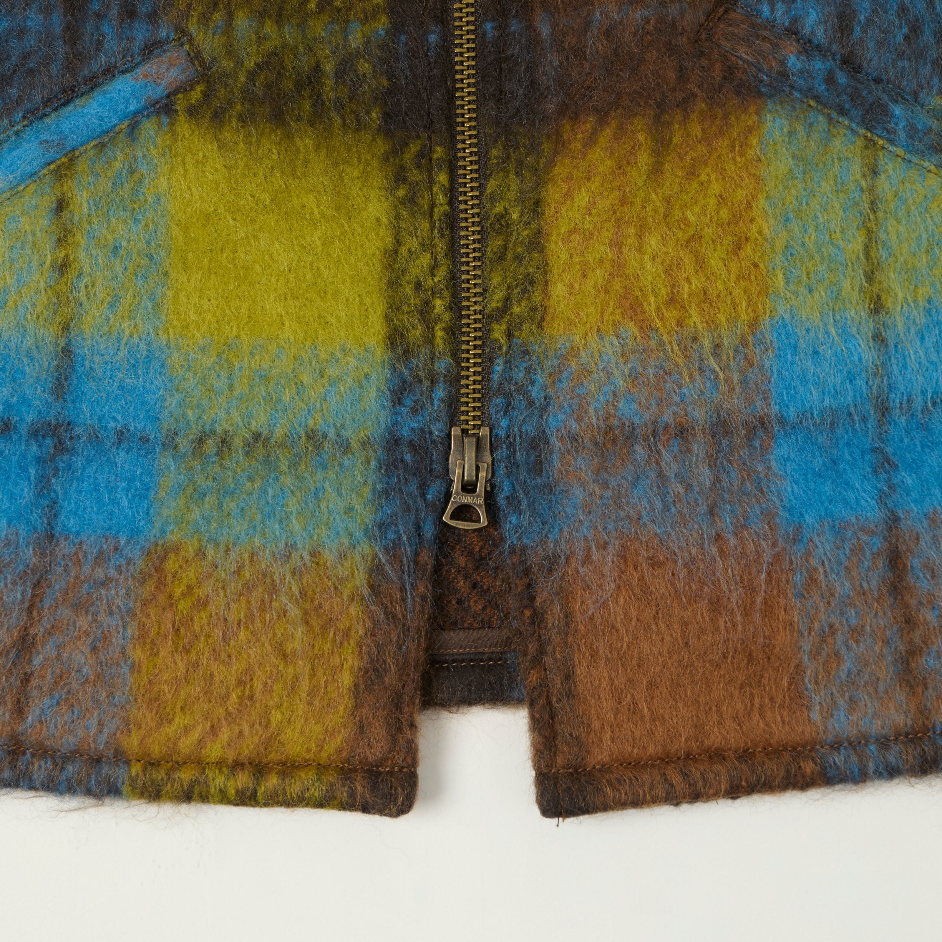 Beams Plus Brushed Mohair Plaid Sports Jacket - Brown/Multi
