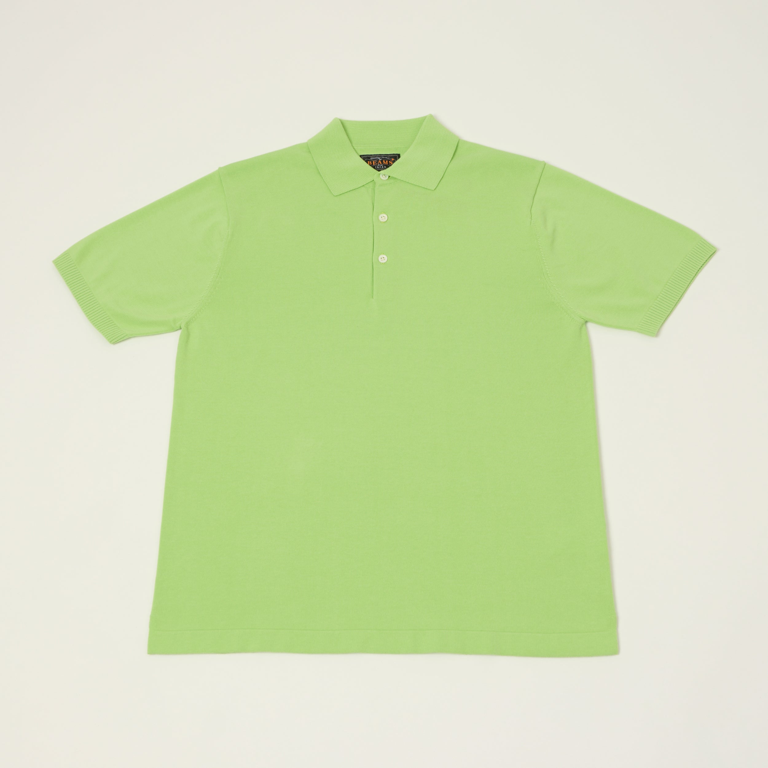 Beams Plus Lightweight Knit Polo Shirt - Light Green
