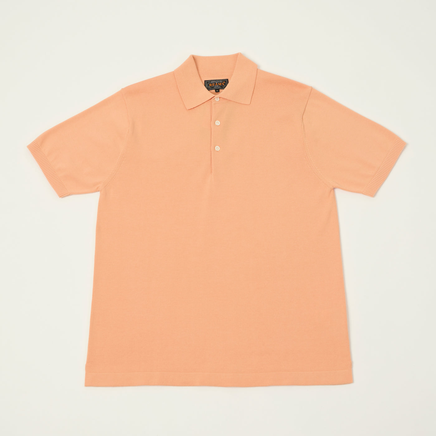 Beams Plus Lightweight Knit Polo Shirt - Orange