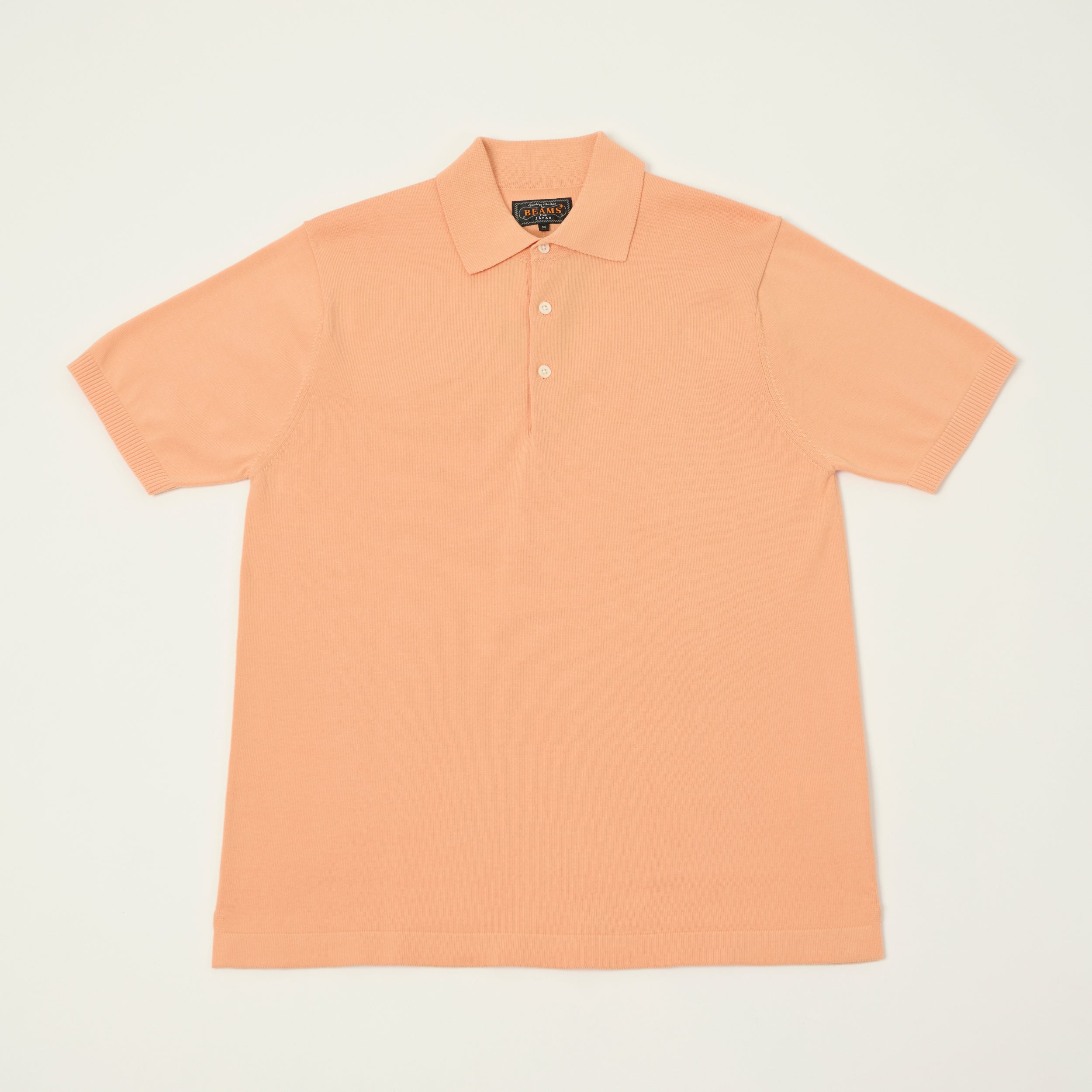 Beams Plus Lightweight Knit Polo Shirt - Orange