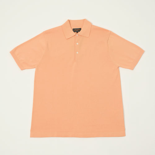 Beams Plus Lightweight Knit Polo Shirt - Orange