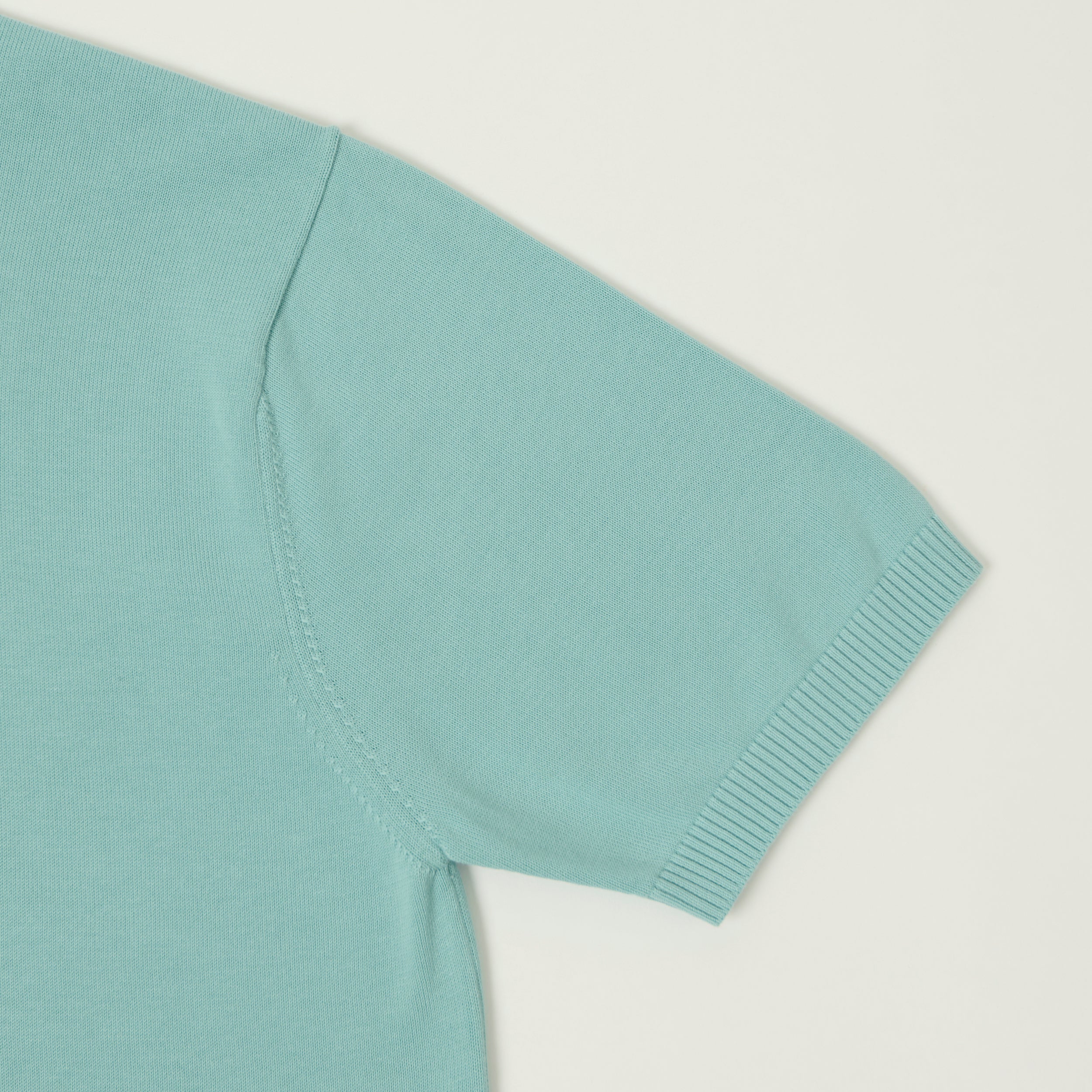 Beams Plus Lightweight Knit Polo Shirt - Turquoise