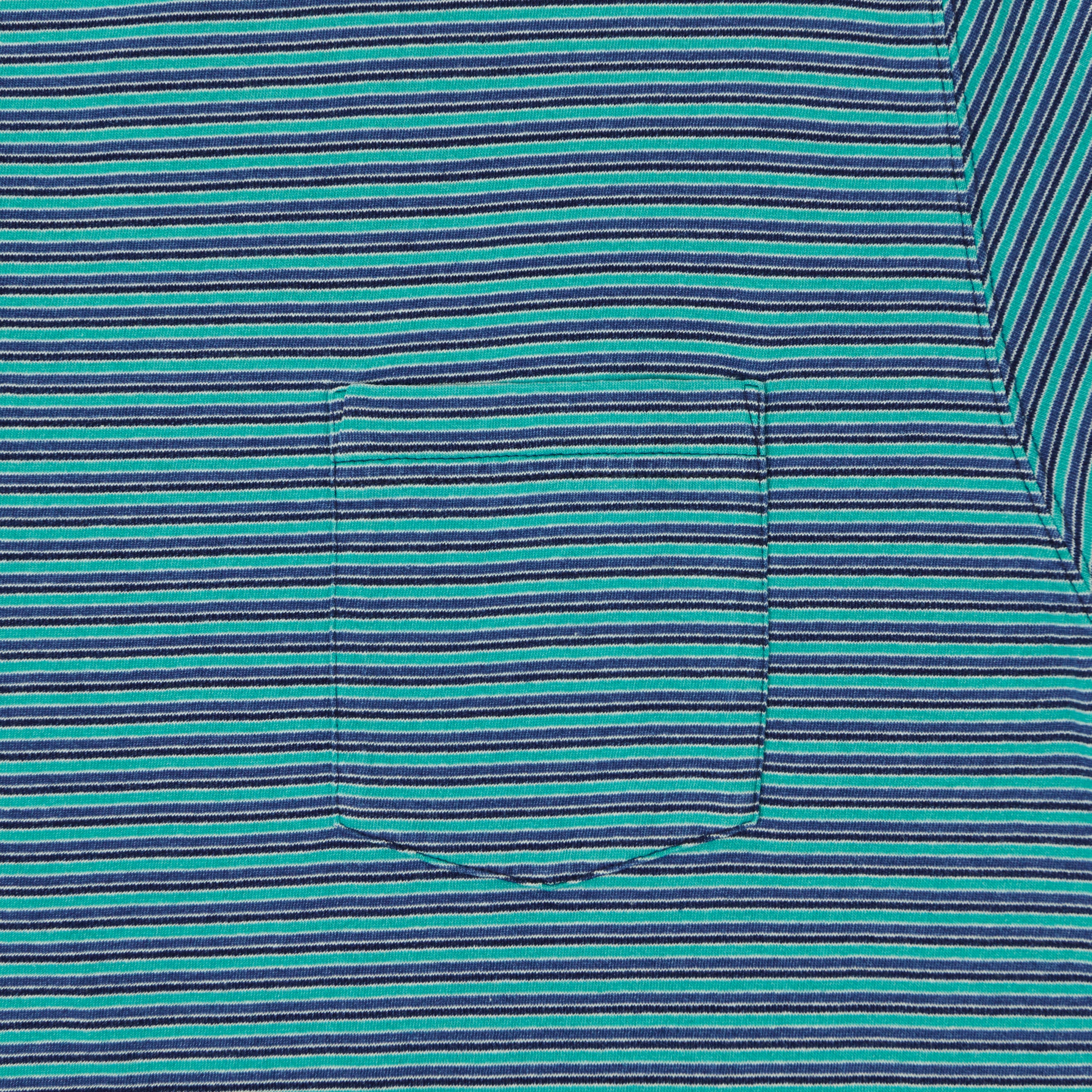 Beams Plus Stripe Pocket T-Shirt - Green/Blue