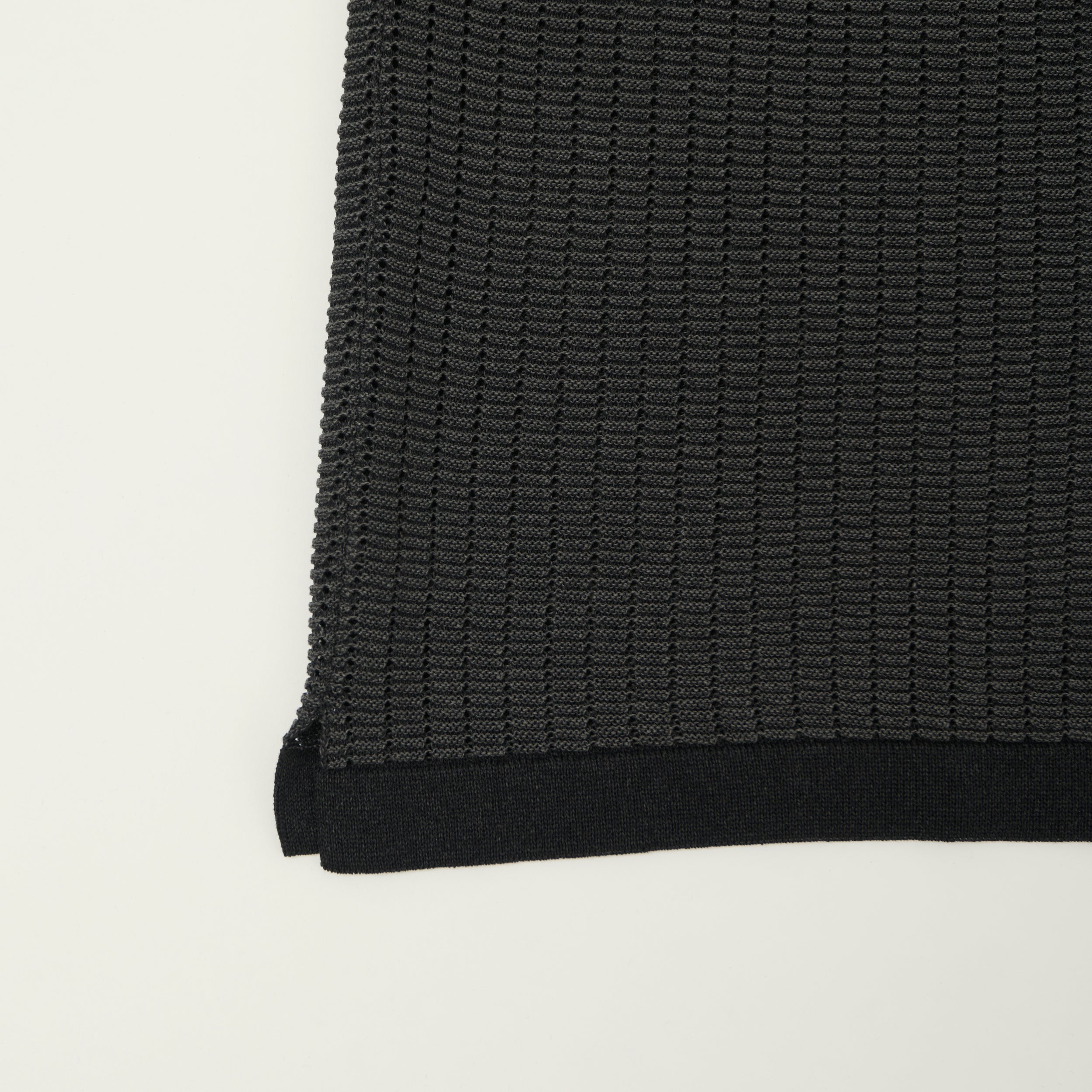 Beams Plus Washi Short Sleeve Knit Polo Shirt - Black