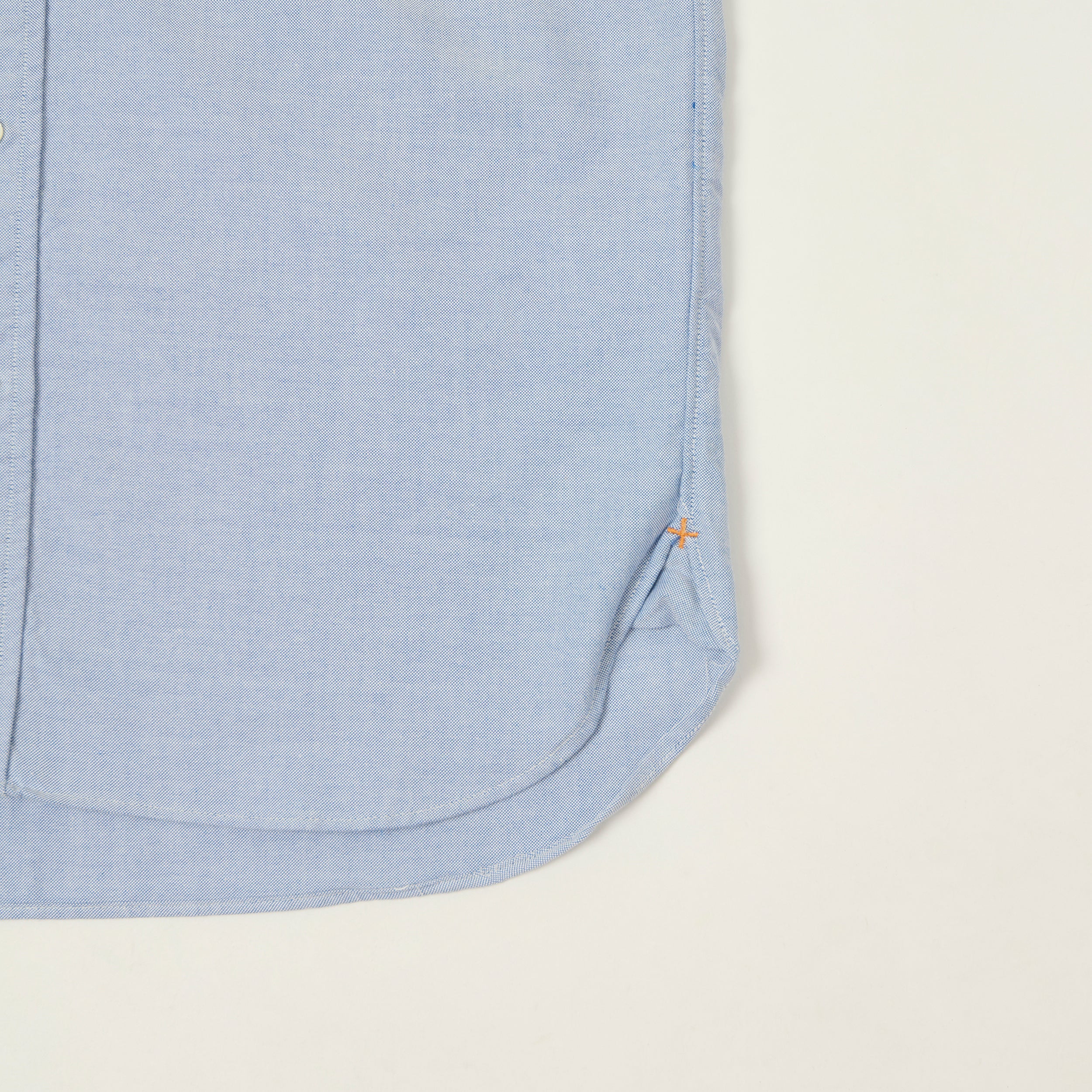 Beams Plus Button Down Short Sleeve Oxford Shirt - Sax
