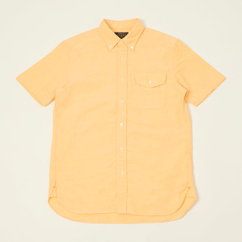 Beams Plus Button Down Short Sleeve Oxford Shirt - Yellow
