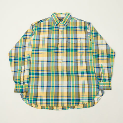 Beams Plus Indian Nel Plaid Button Down Pullover Shirt - Yellow