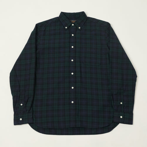 Beams Plus Button Down Oxford Shirt - Indigo/Black Watch