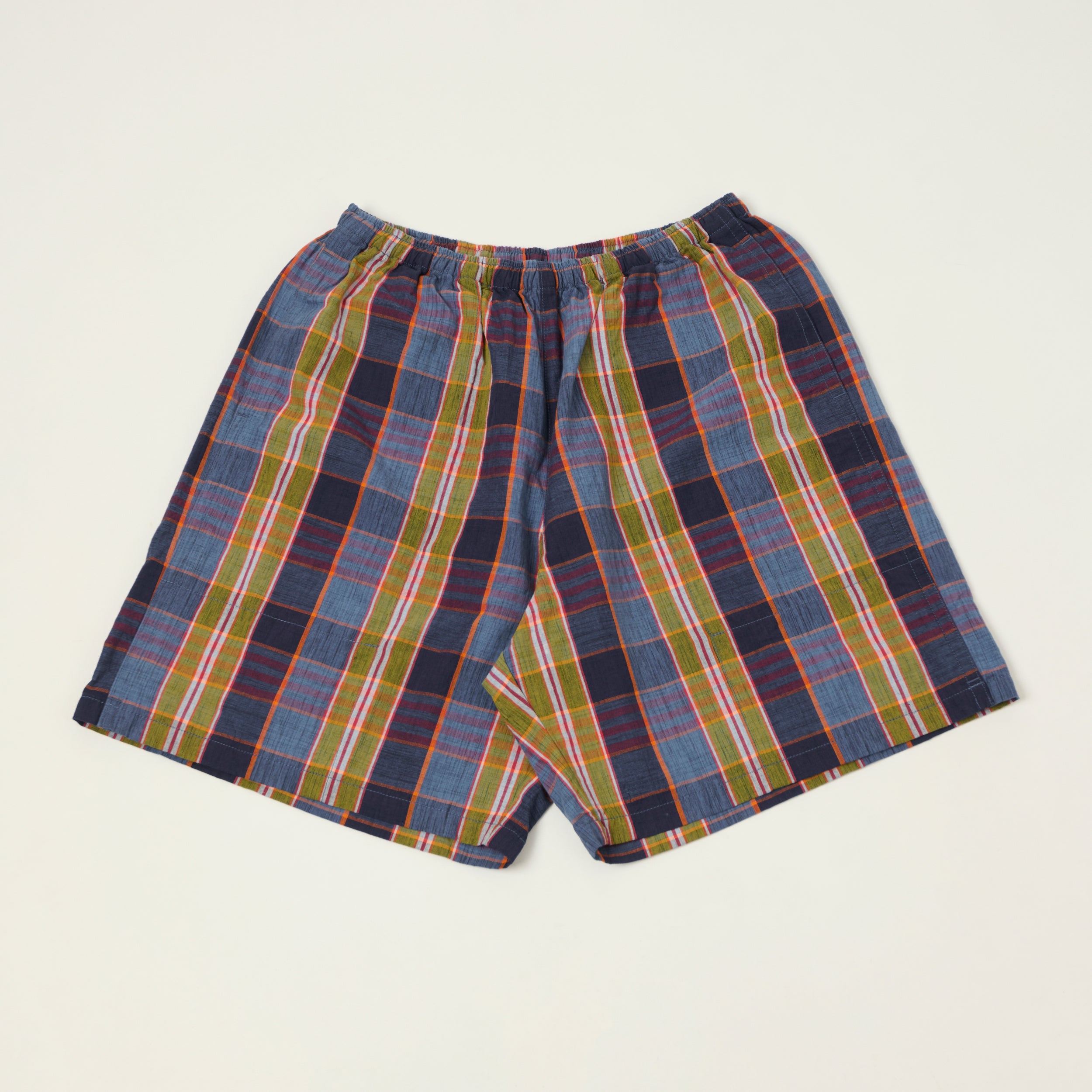 Beams Plus Madras Gym Shorts - Navy