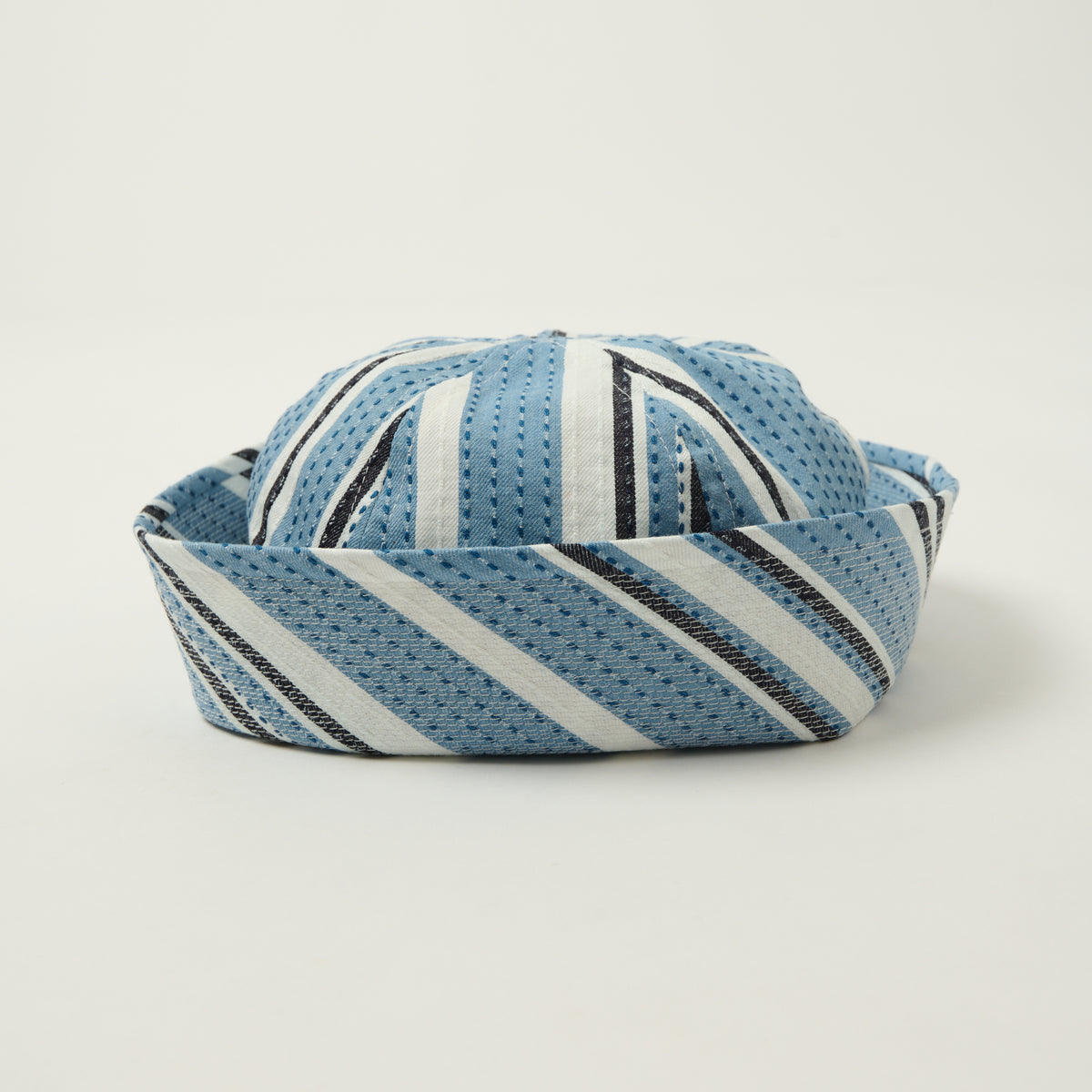 Beams Plus Sashiko Stripe 'Gobb' Hat - Indigo