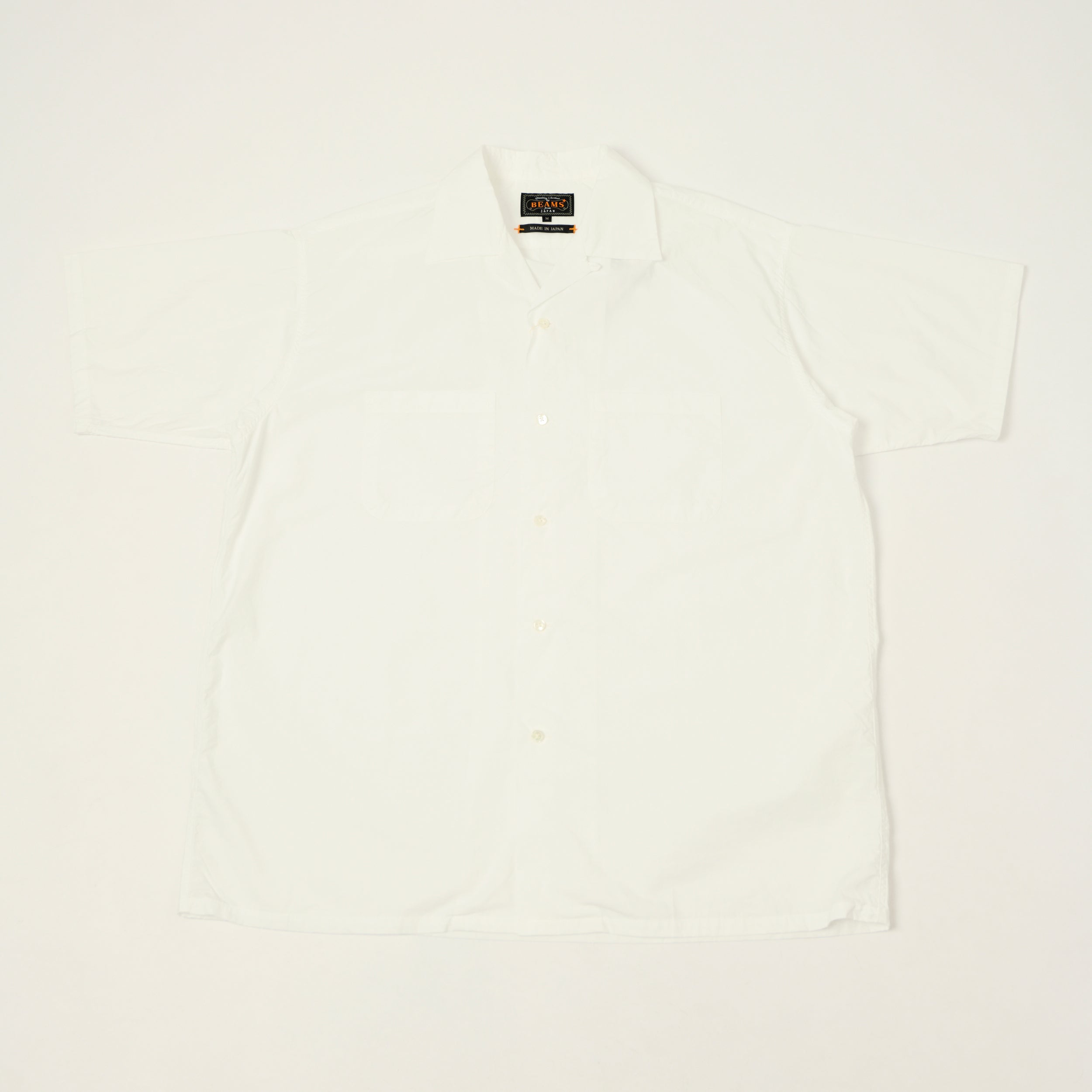 Beams Plus Open Collar Short Sleeve Peruvian Pima Shirt - White