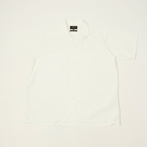 Beams Plus Open Collar Short Sleeve Peruvian Pima Shirt - White