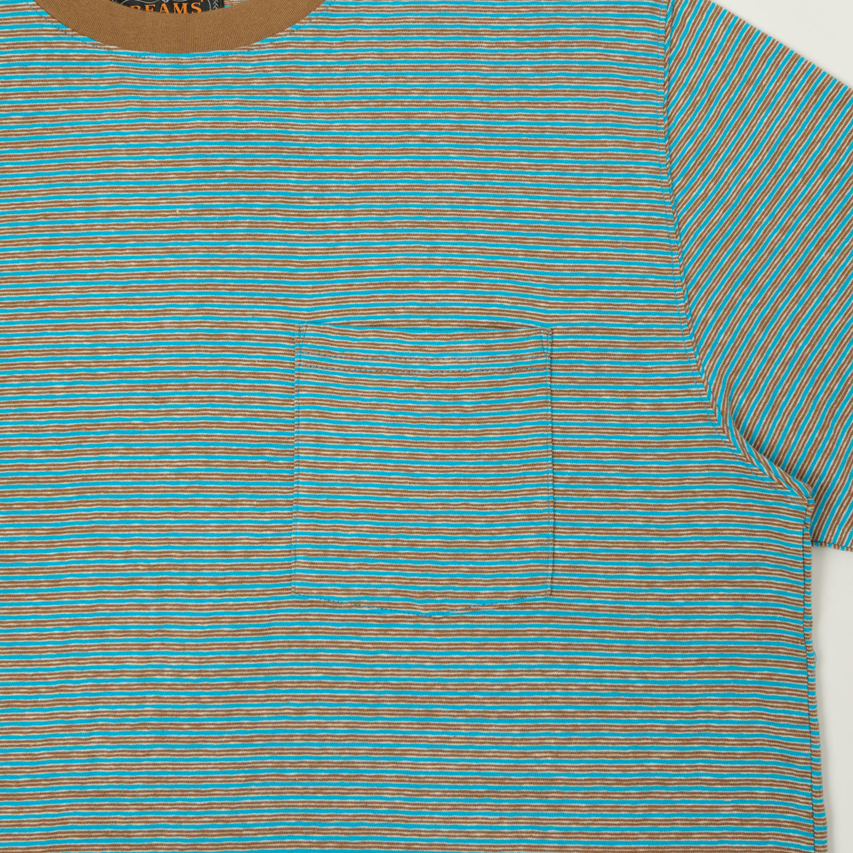 Beams Plus Stripe Pocket T-Shirt - Sax Blue