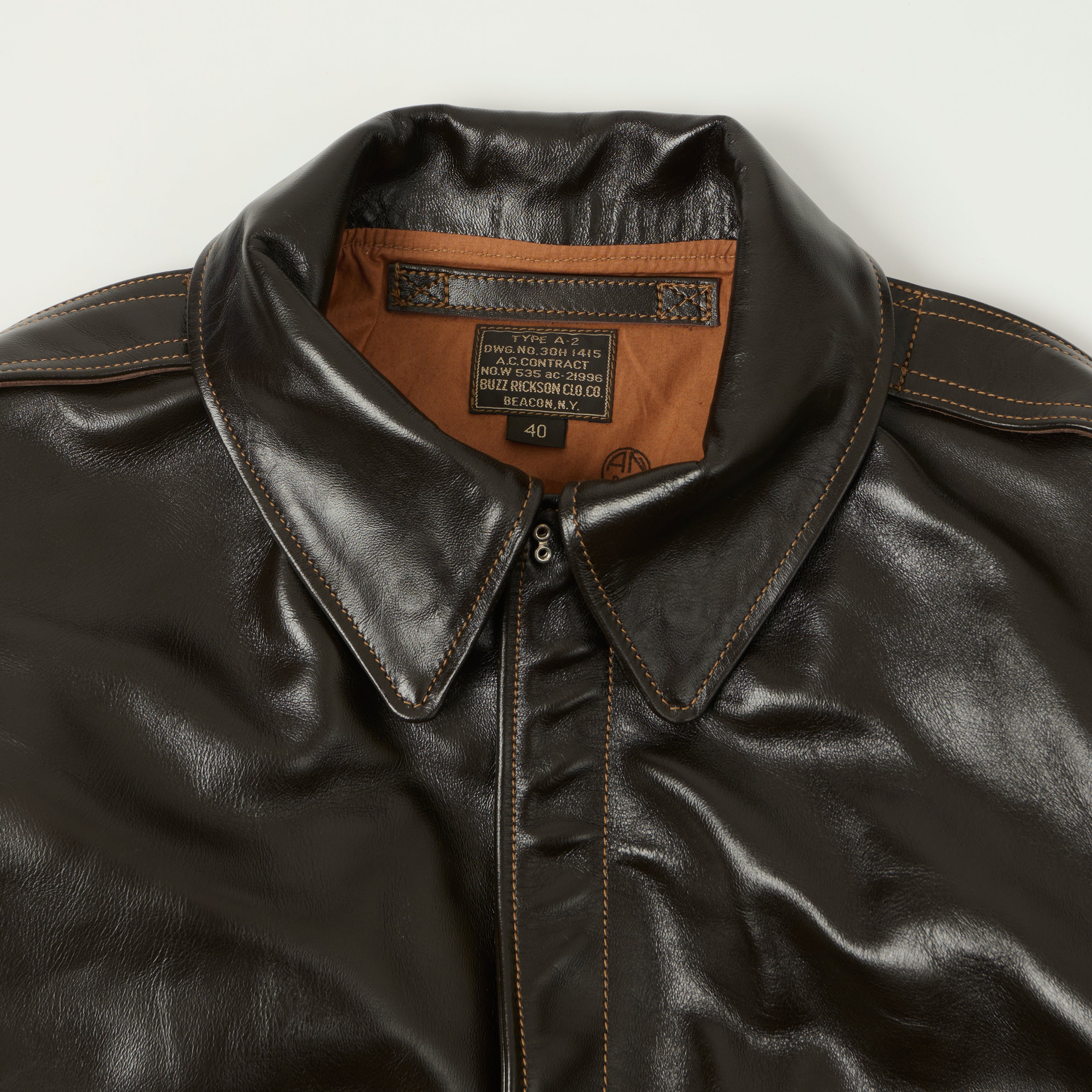 Buzz Rickson's A-2 'A.C.Contract' Leather Flight Jacket - Dark Brown