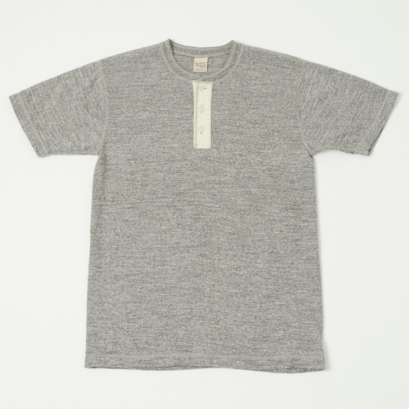 Buzz Rickson's Slub Henley T-Shirt - Grey Melange