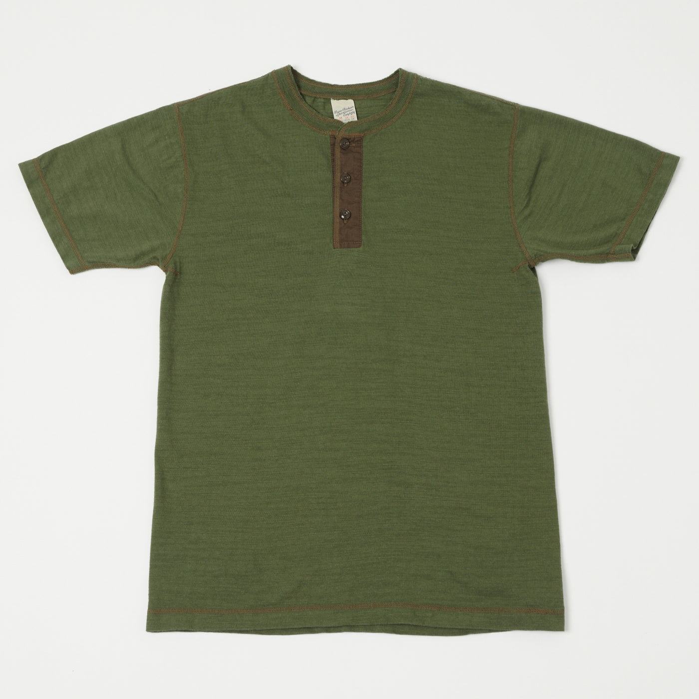Buzz Rickson's Slub Henley T-Shirt - Olive