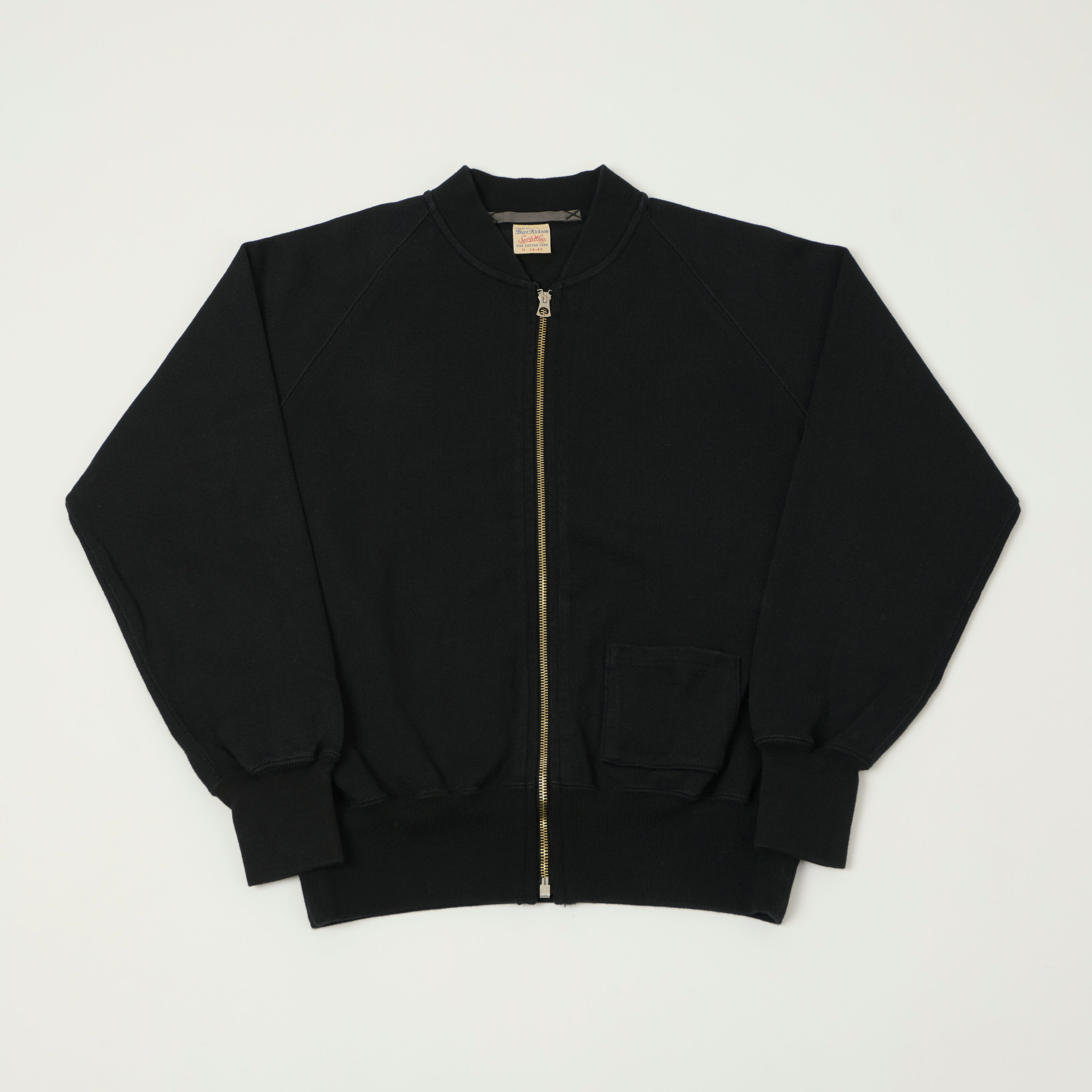 Buzz Rickson's C-2 Heavy Jersey Zip Sweatshirt - Black
