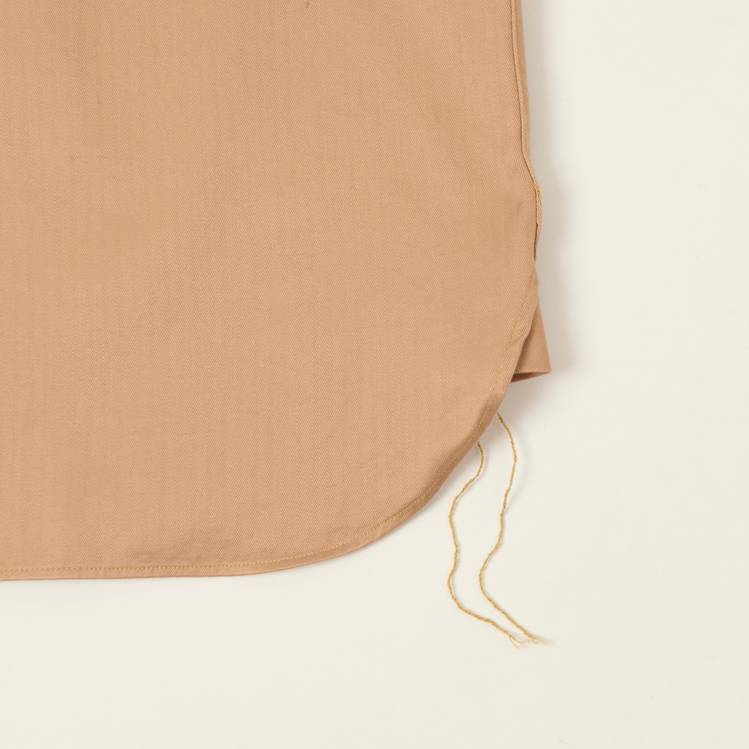 Buzz Rickson's Open Pocket Short Sleeve Herringbone Work Shirt - Beige
