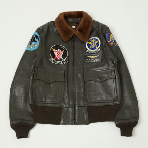 Buzz Rickson's Pritzker & Sons 'Last Gunfighters' Leather G-1 Flight Jacket - Grey Brown