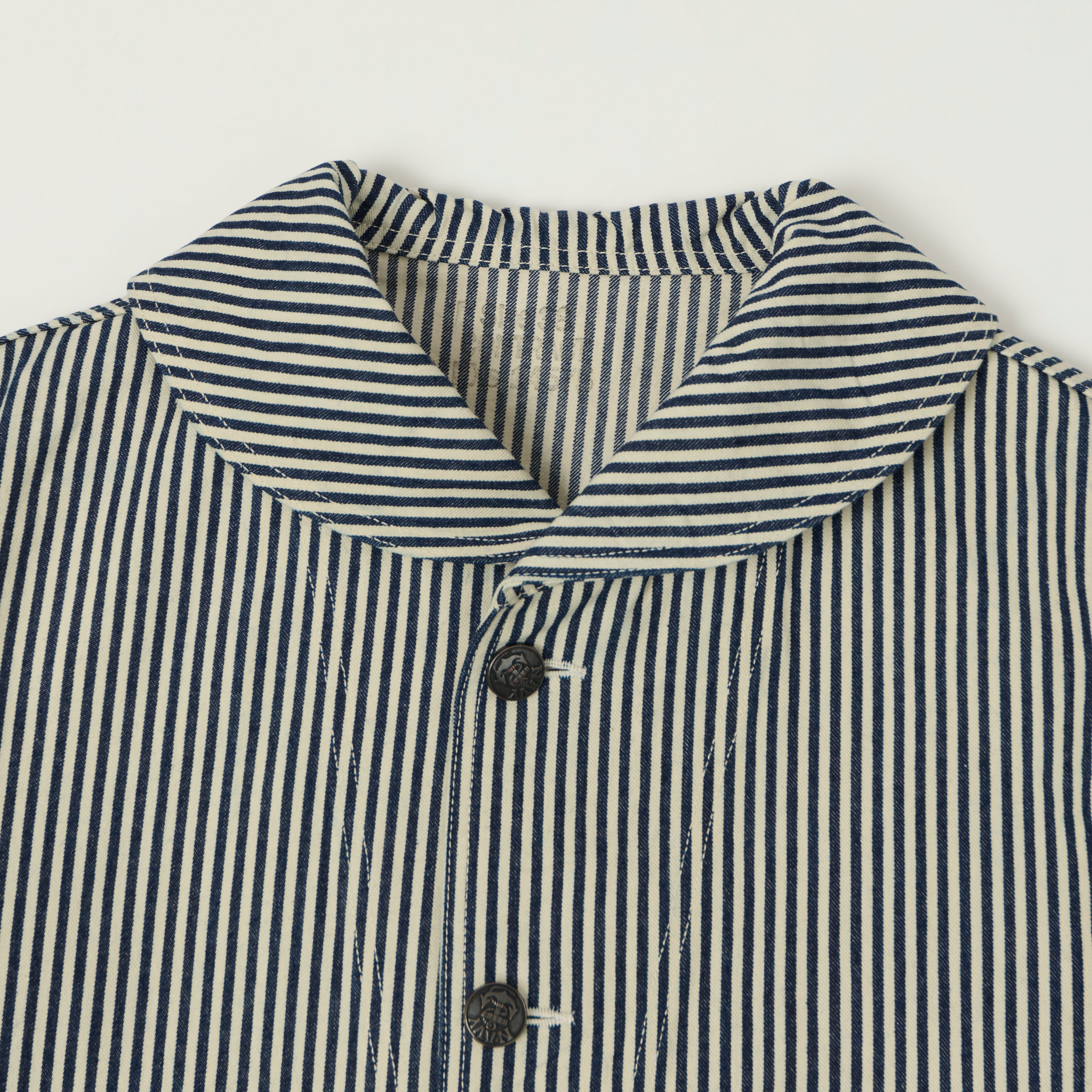 Buzz Rickson's U.S. Navy Hickory Stripe Shawl Collar Jacket - White/Blue