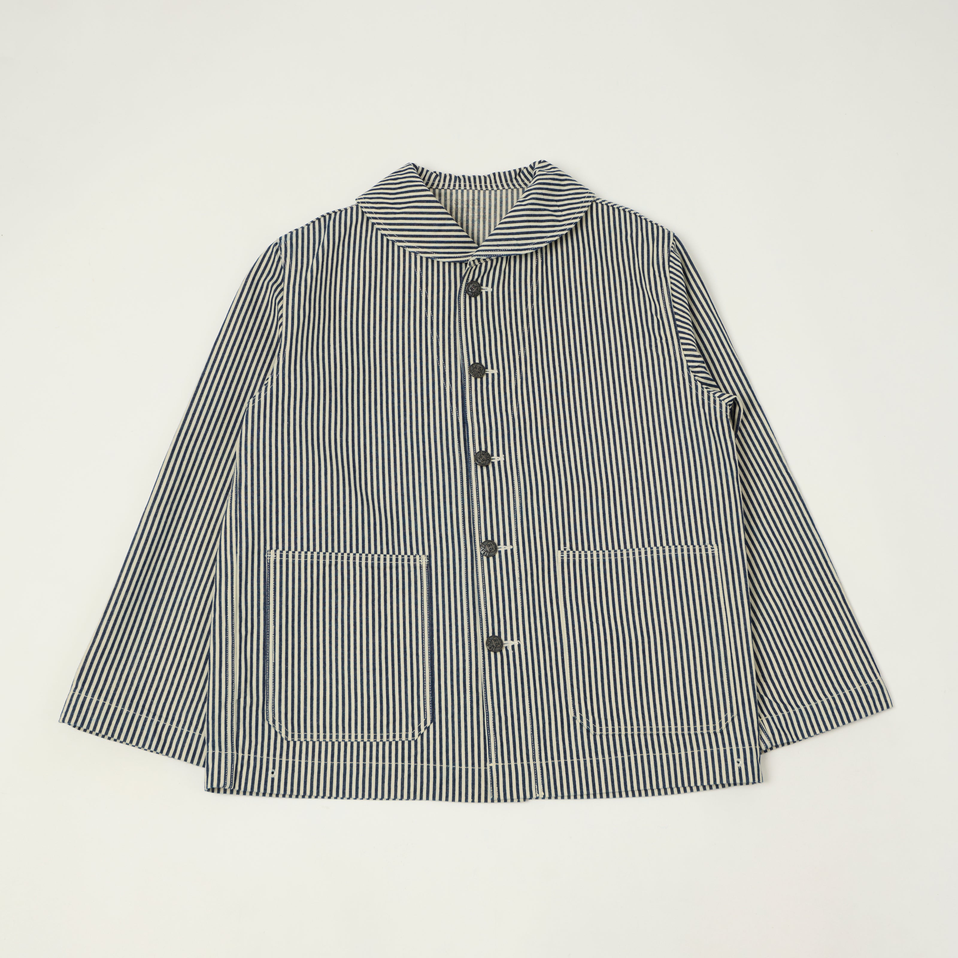 Buzz Rickson's U.S. Navy Hickory Stripe Shawl Collar Jacket - White/Blue