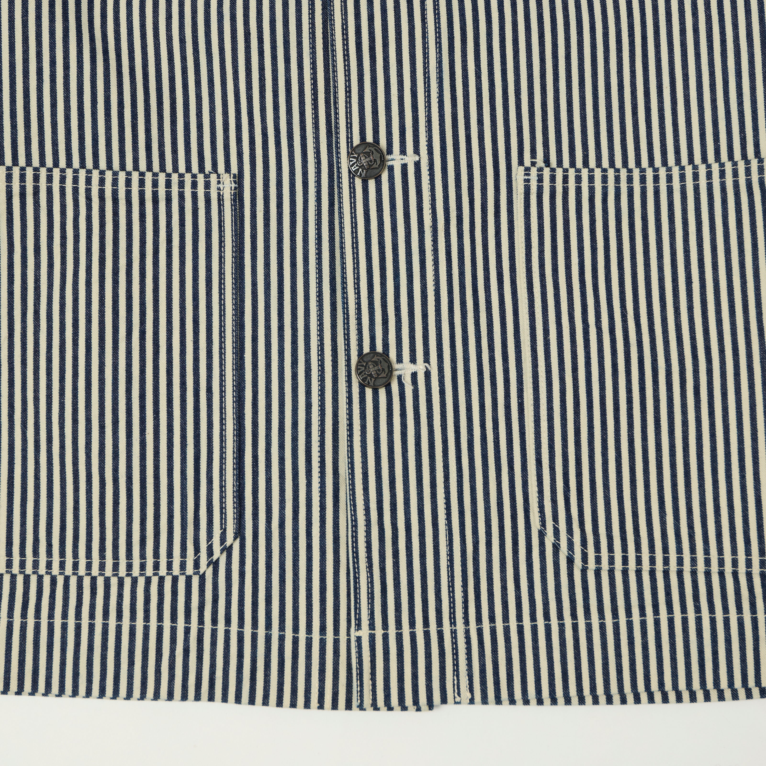 Buzz Rickson's U.S. Navy Hickory Stripe Shawl Collar Jacket - White/Blue