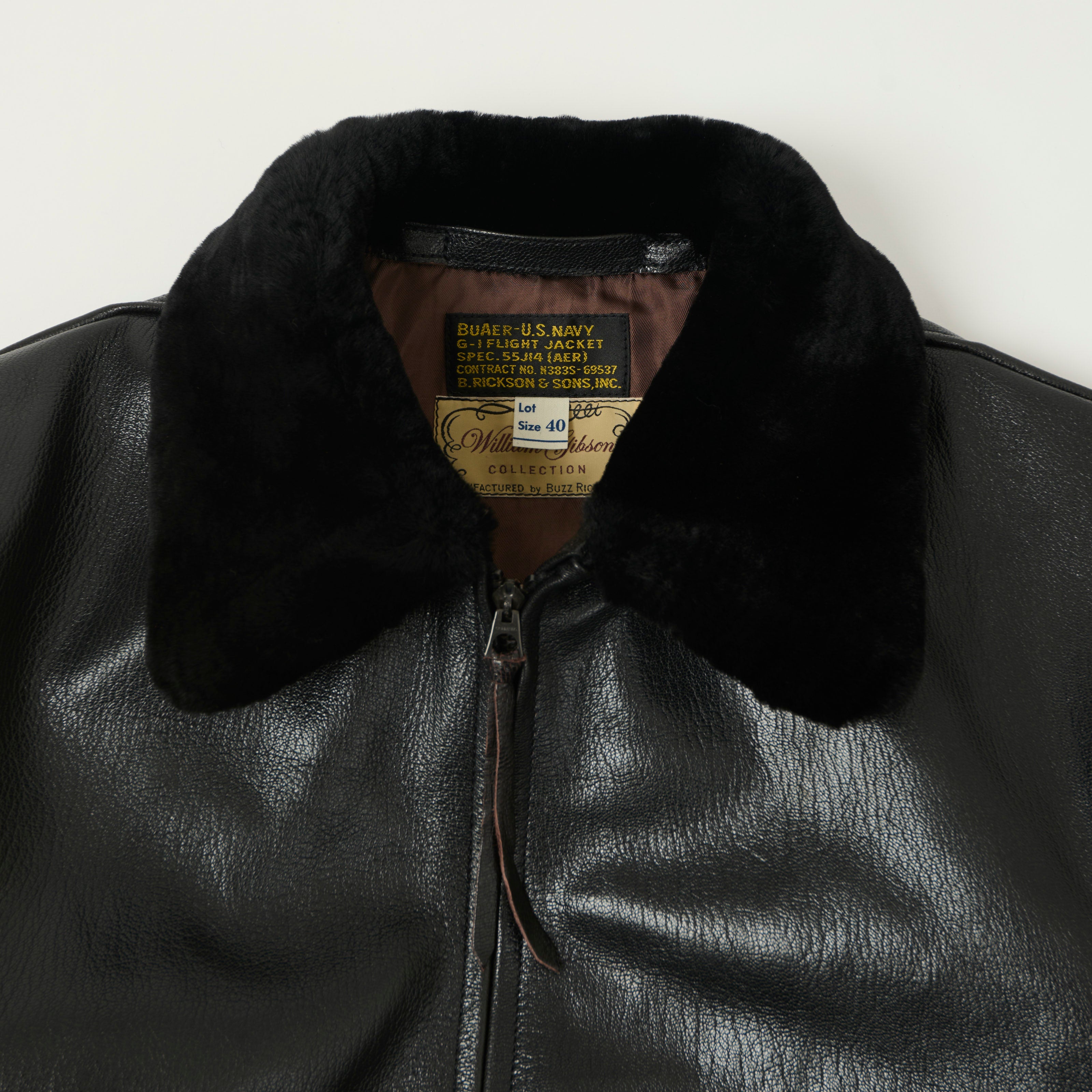 Buzz Rickson's William Gibson Type G-1 Goatskin Flight Jacket - Black