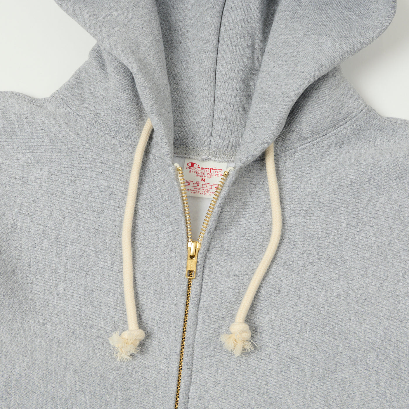 Champion Made in USA Reverse Weave Zipped Hoodie - Oxford Grey