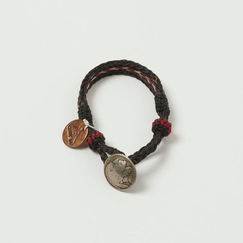 Chamula Horsehair Concho Bracelet - Black/Red