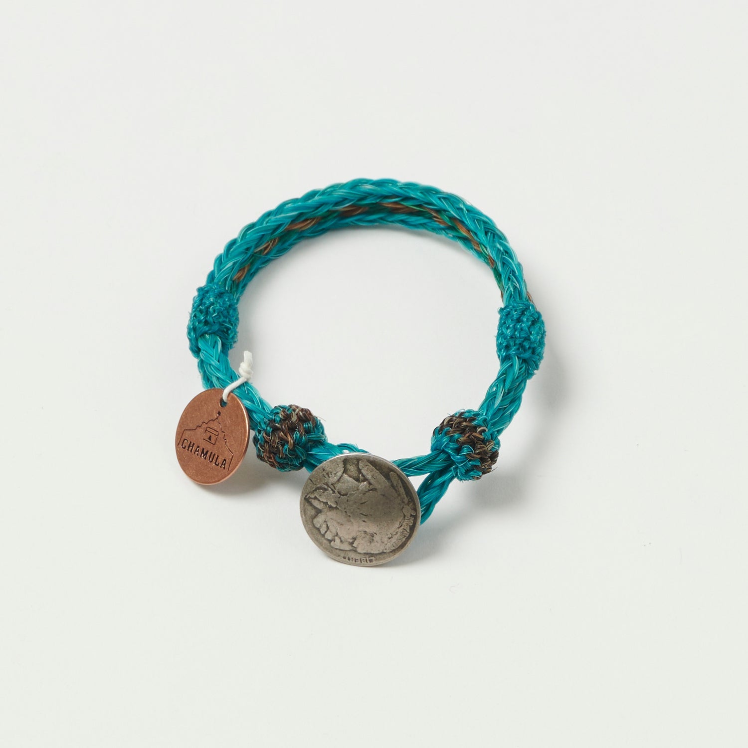 Chamula Horsehair Concho Bracelet - Turquoise
