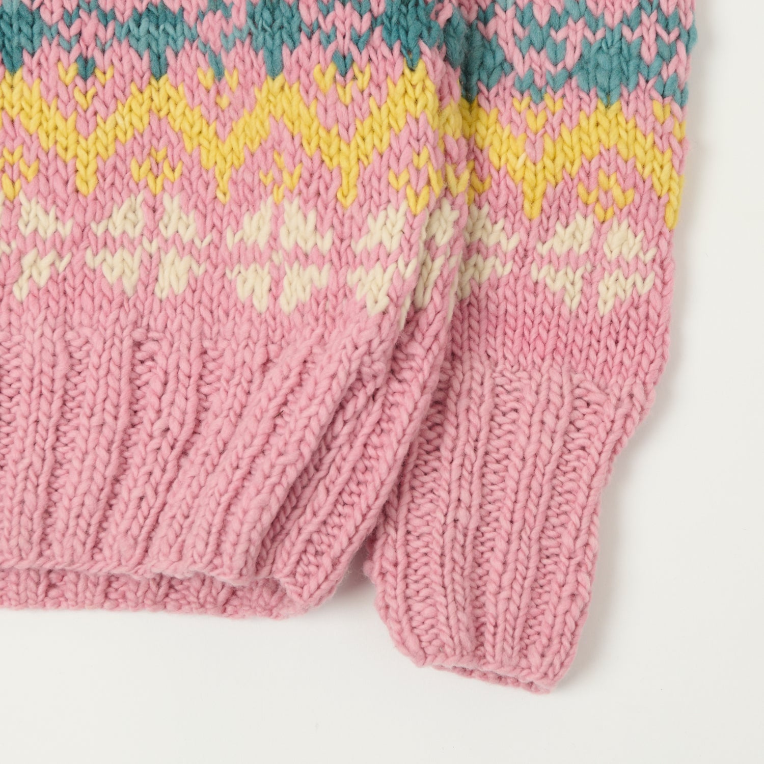 Chamula Merino Wool 'Fair Isle #8' Jumper- Light Pink