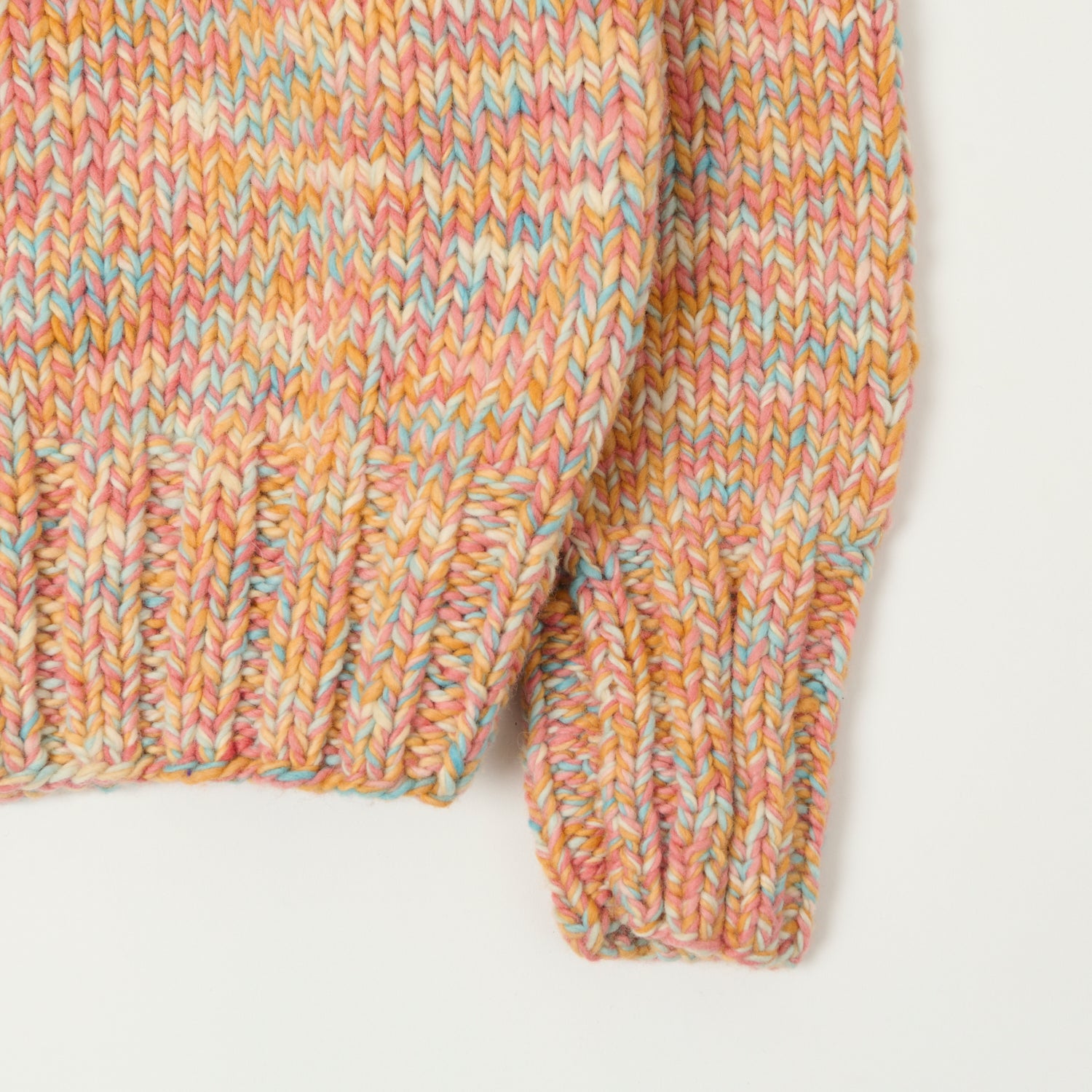 Chamula Merino Wool Heather Knit Jumper - Peach/Turquoise