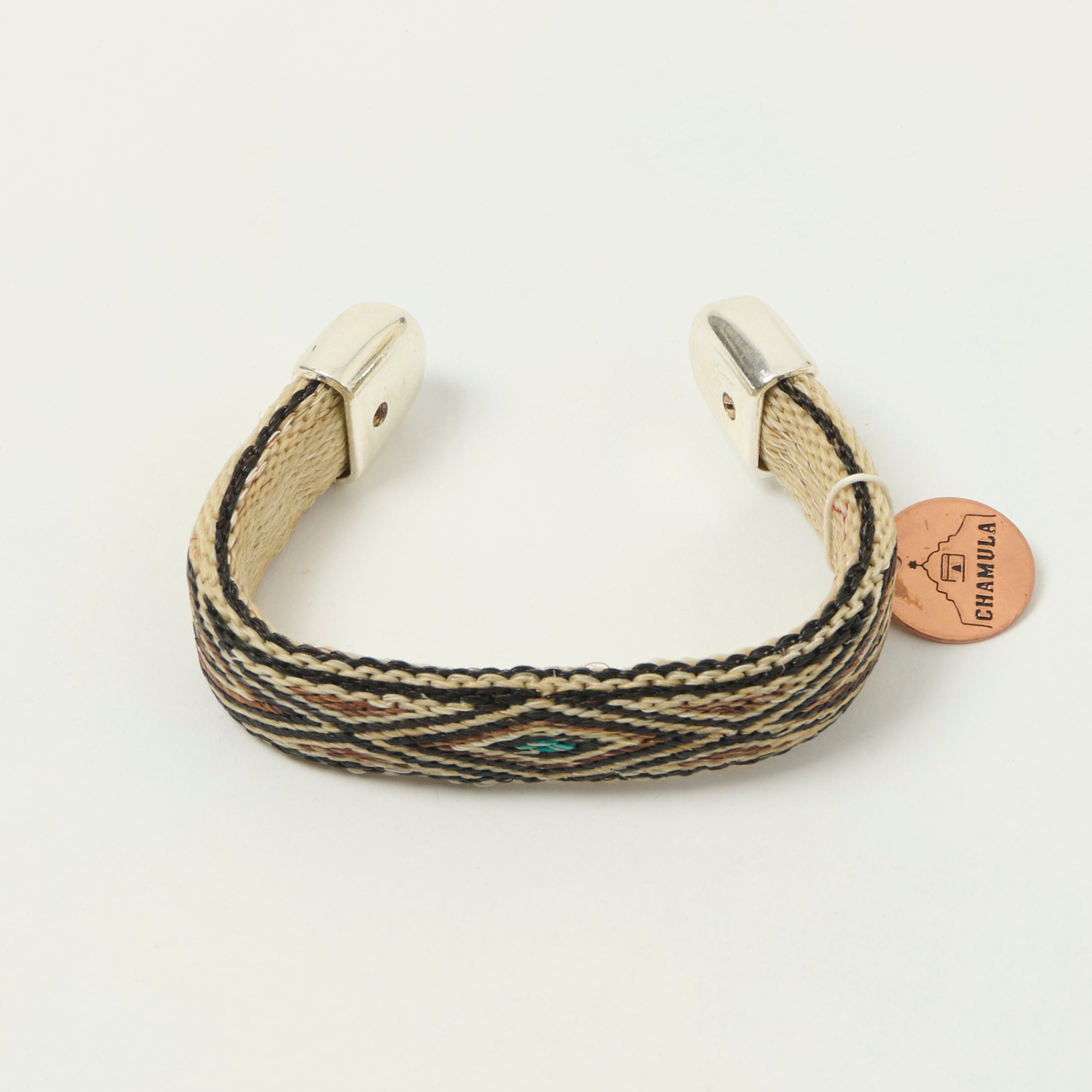 Chamula Bendable Horsehair Bracelet - White/Brown