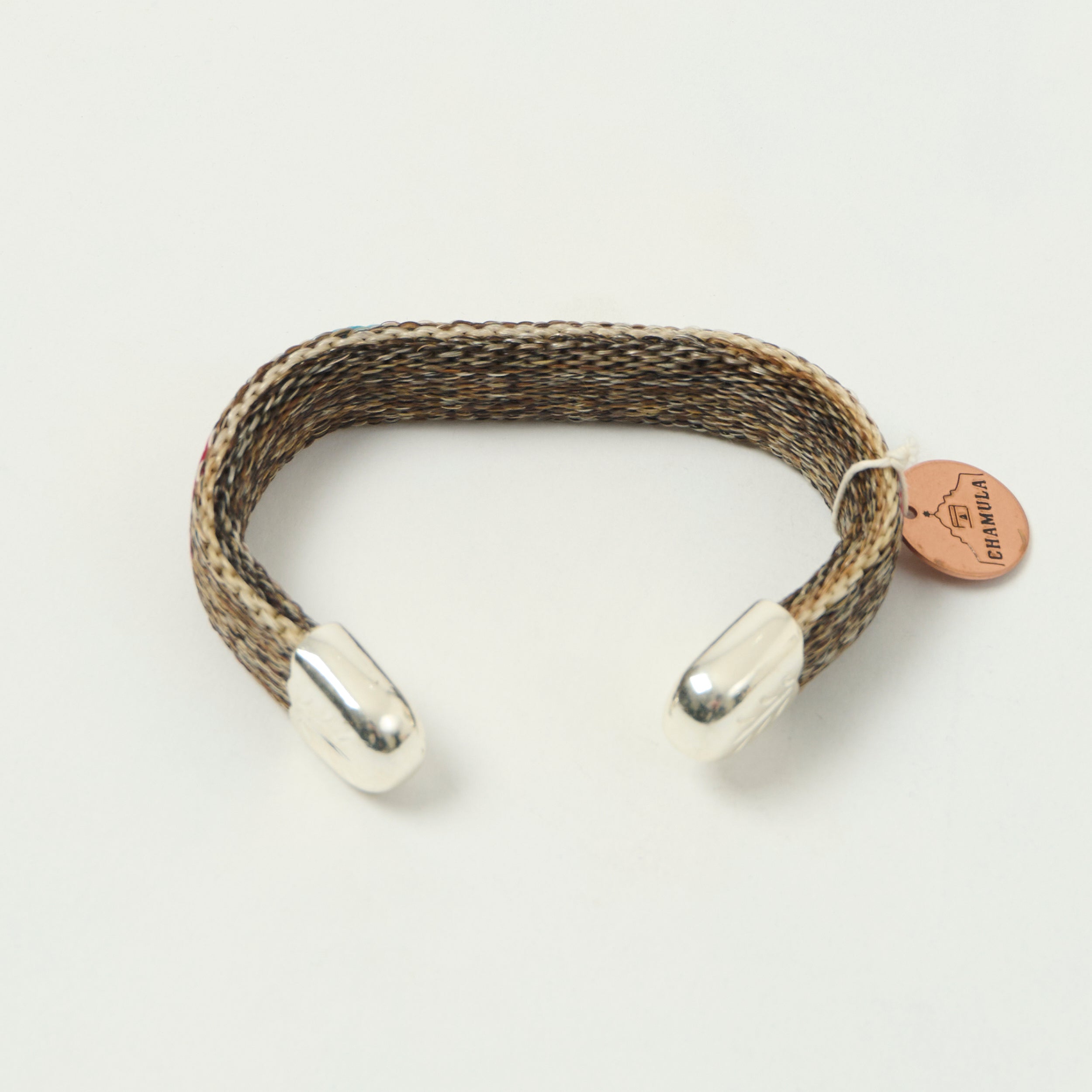 Chamula Bendable Horsehair Bracelet - White/Turquoise/Red