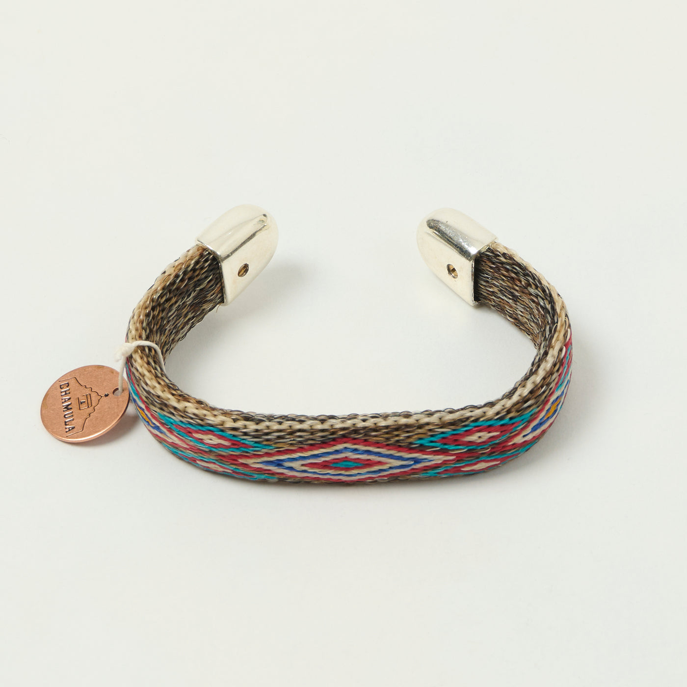 Chamula Bendable Horsehair Bracelet - White/Turquoise/Red