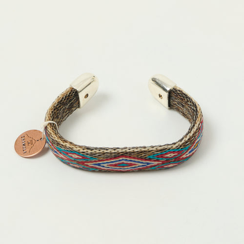 Chamula Bendable Horsehair Bracelet - White/Turquoise/Red