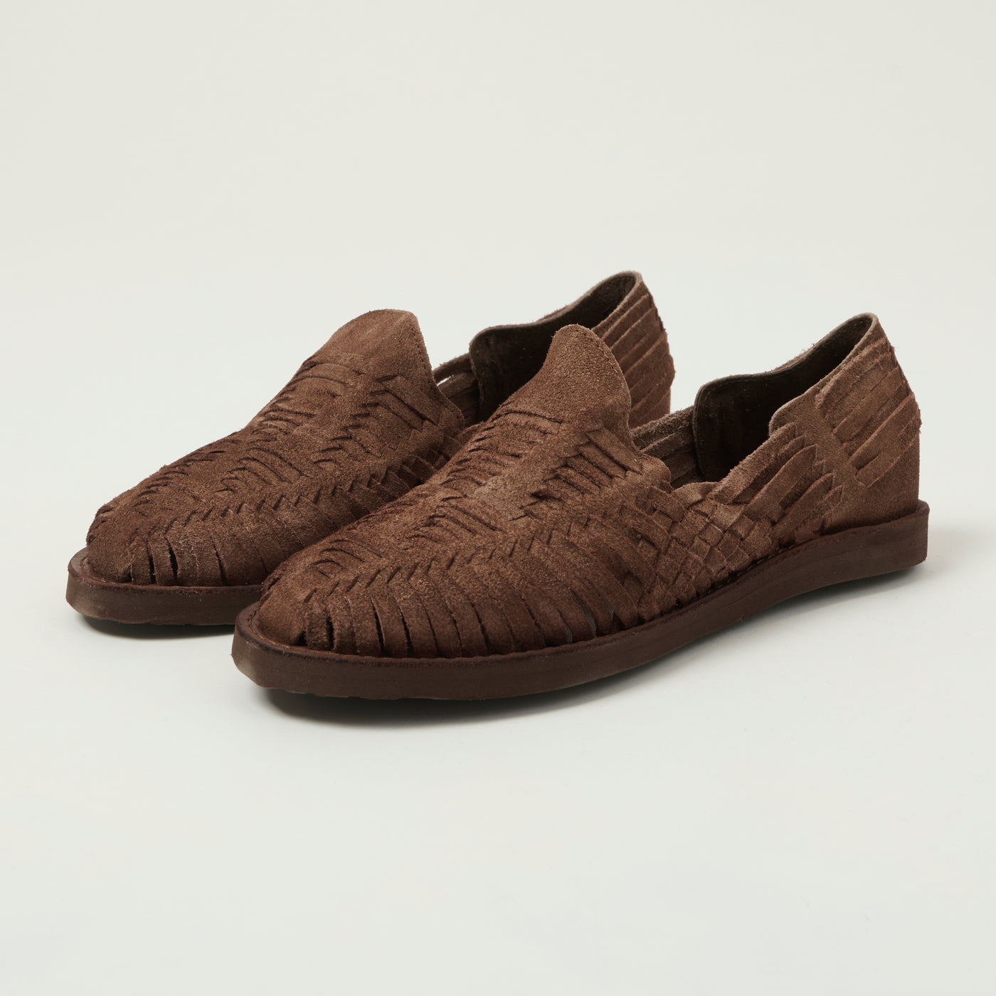 Chamula Cancun Woven Huarache Suede Shoe - Cafe