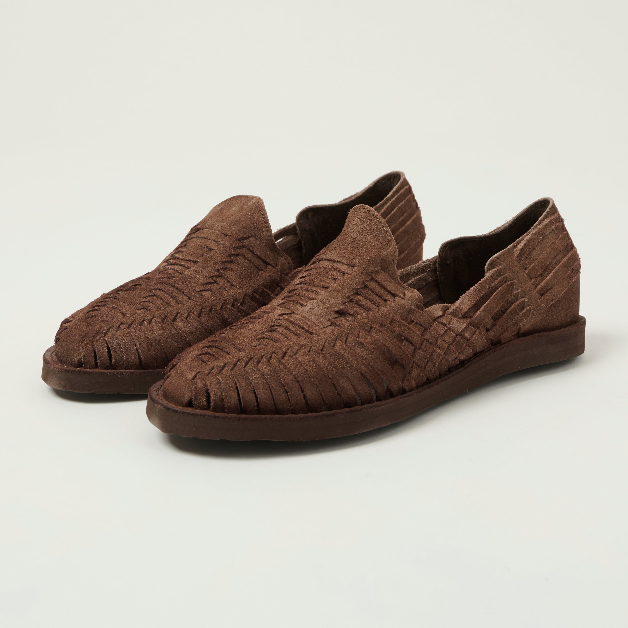 Chamula Cancun Woven Huarache Suede Shoe - Cafe