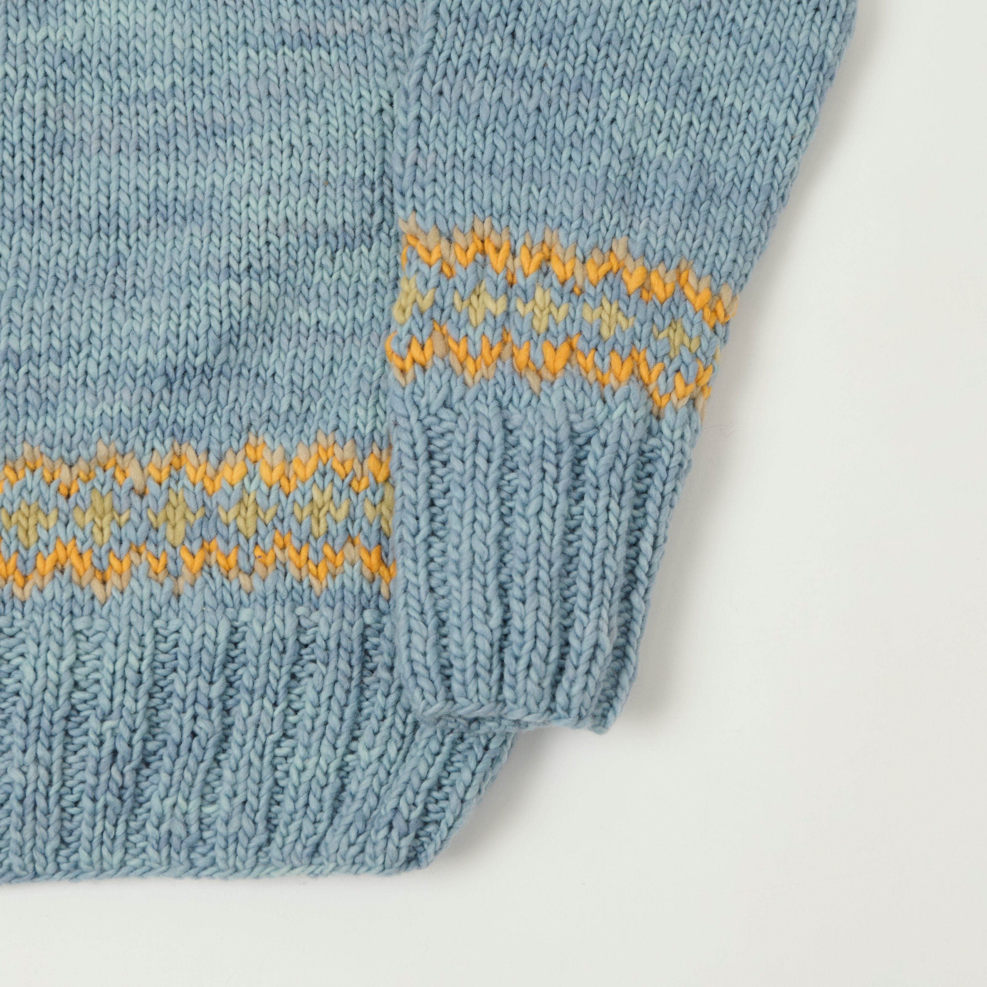 Chamula Merino Wool 'Fair Isle #3' Jumper - Light Indigo