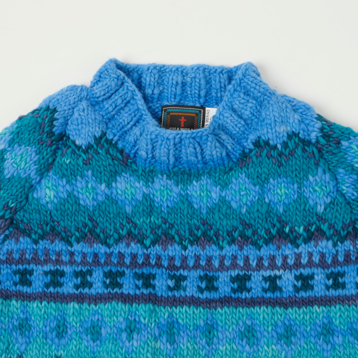 Chamula Merino Wool 'Fair Isle #3' Jumper - Royal Blue