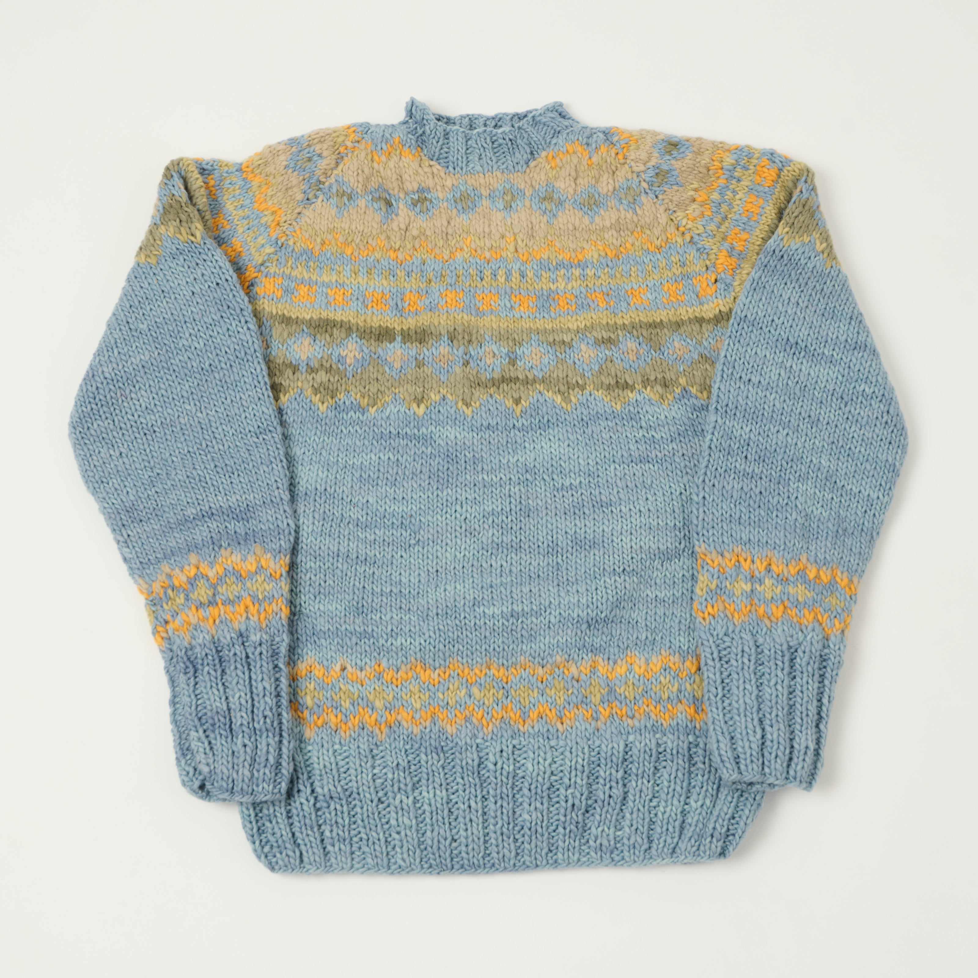 Chamula Merino Wool 'Fair Isle #3' Jumper - Light Indigo