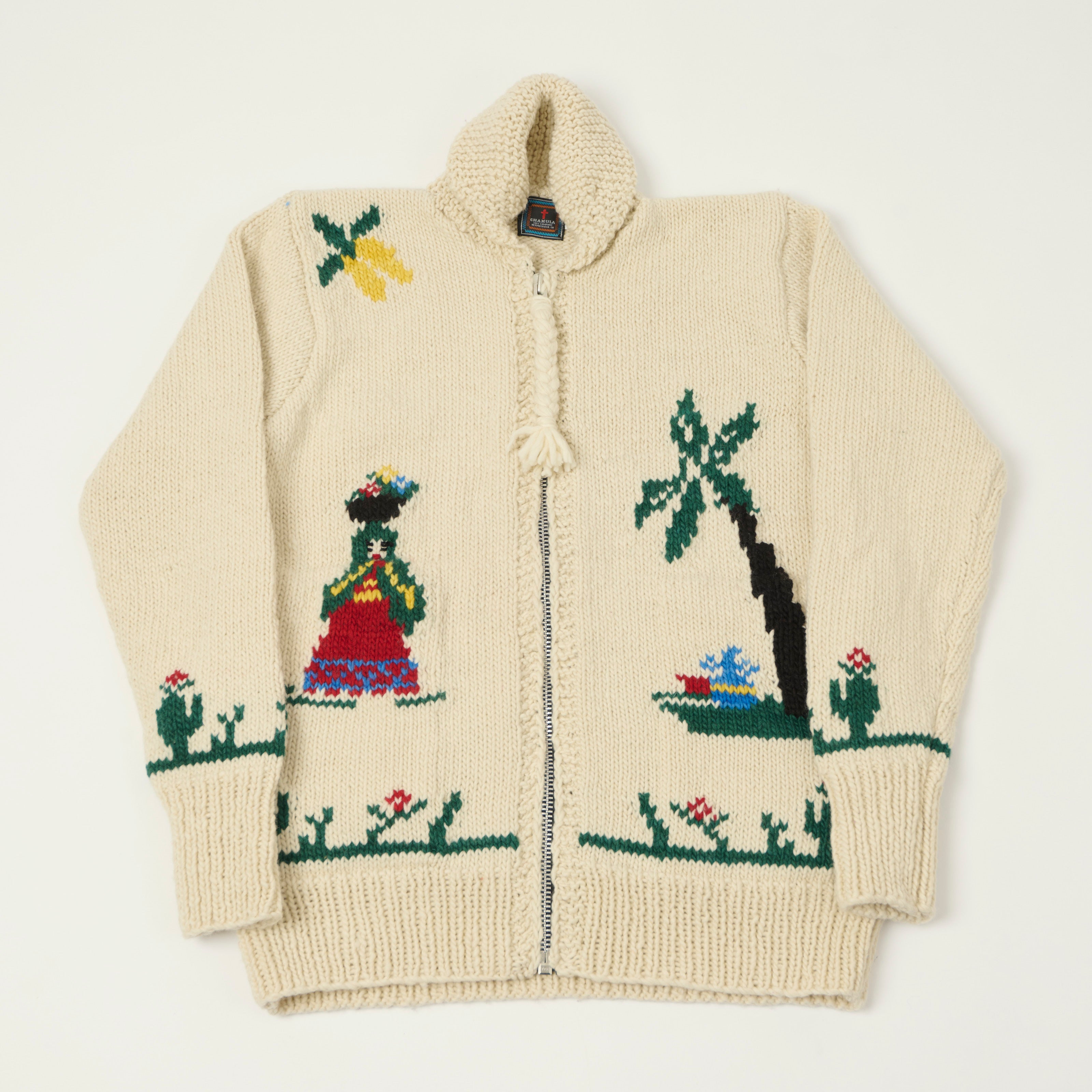 Chamula Merino Wool 'Souvenir Paisaje' Zip Through Cardigan - Ivory