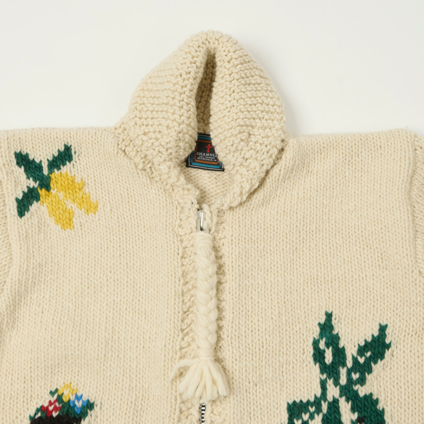 Chamula Merino Wool 'Souvenir Paisaje' Zip Through Cardigan - Ivory