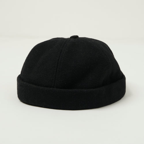 Crown Cap 1-011F Melton Wool Beanie Cap - Black