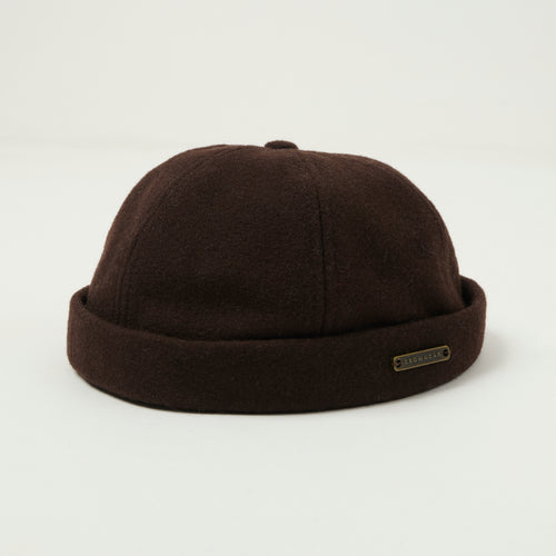 Crown Cap 1-011F Melton Wool Beanie Cap - Brown