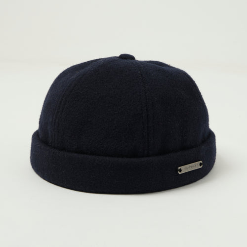 Crown Cap 1-011F Melton Wool Beanie Cap - Navy