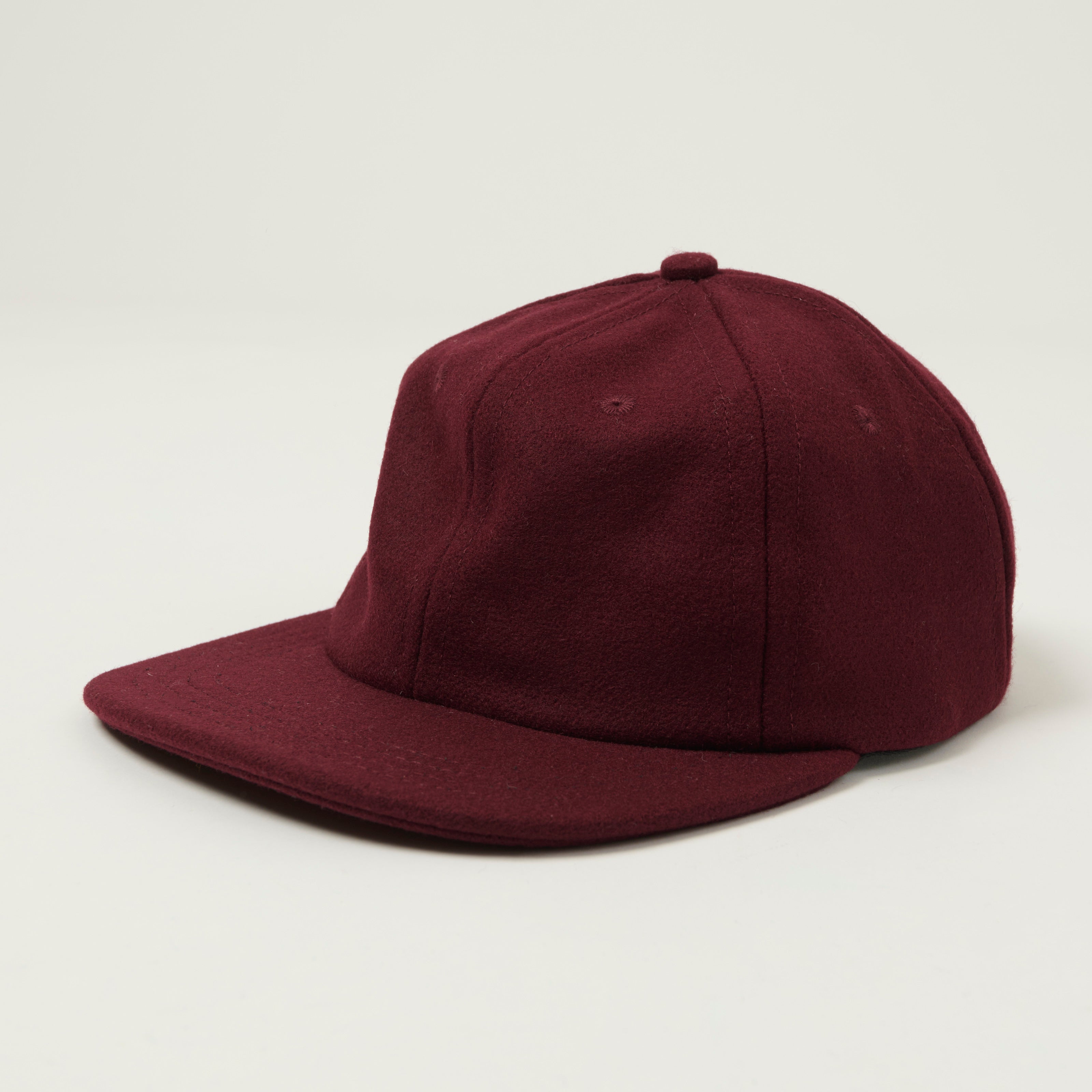 Dehen 1920 Melton Wool Baseball Hat - Burgundy