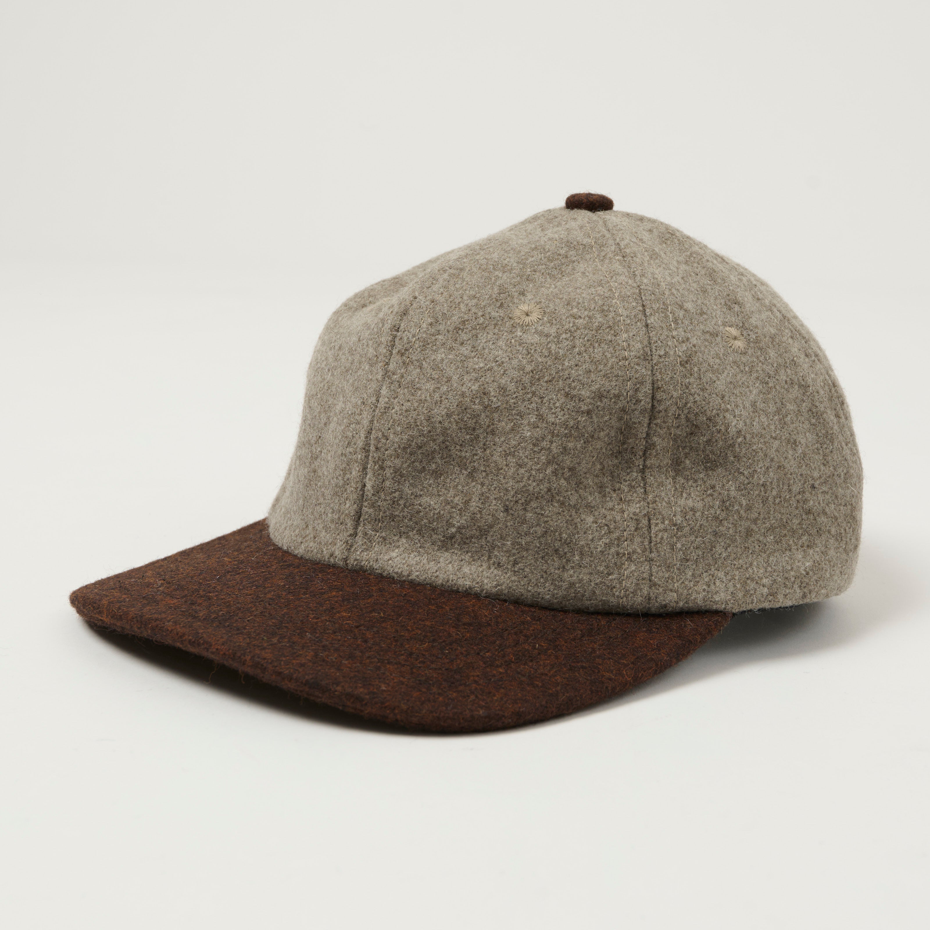 Dehen 1920 Melton Wool Baseball Hat - Oatmeal/Red Oak